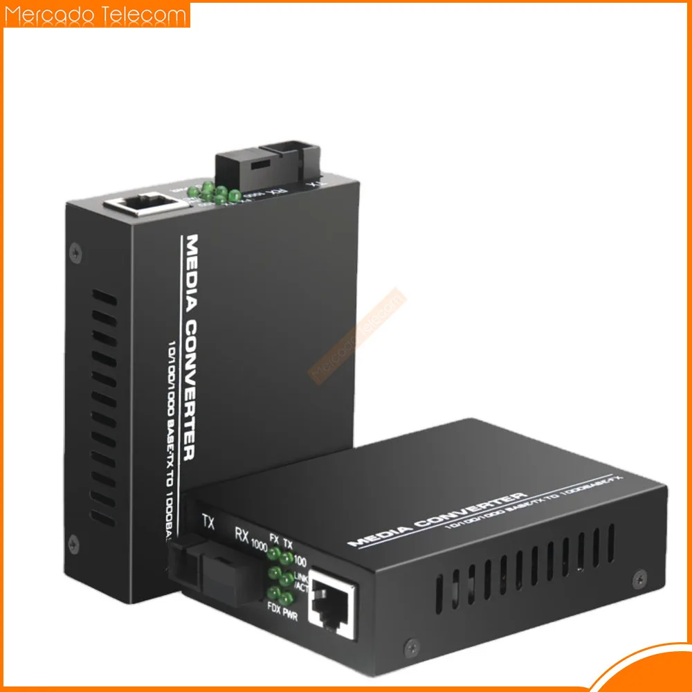 1 Pair HTB-GS-03 A/B Gigabit Fiber Optical Media Converter 10/100/1000Mbps Single Mode to RJ45 20KM With External Power Supply