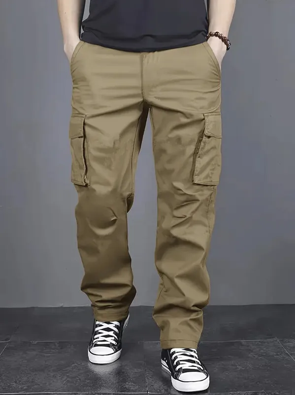 

Men's Casual Multi Pocket Work Pants with Loose Fit and Drawstring Waistband Suitable for Hikingfishingand Outdoor Exploration