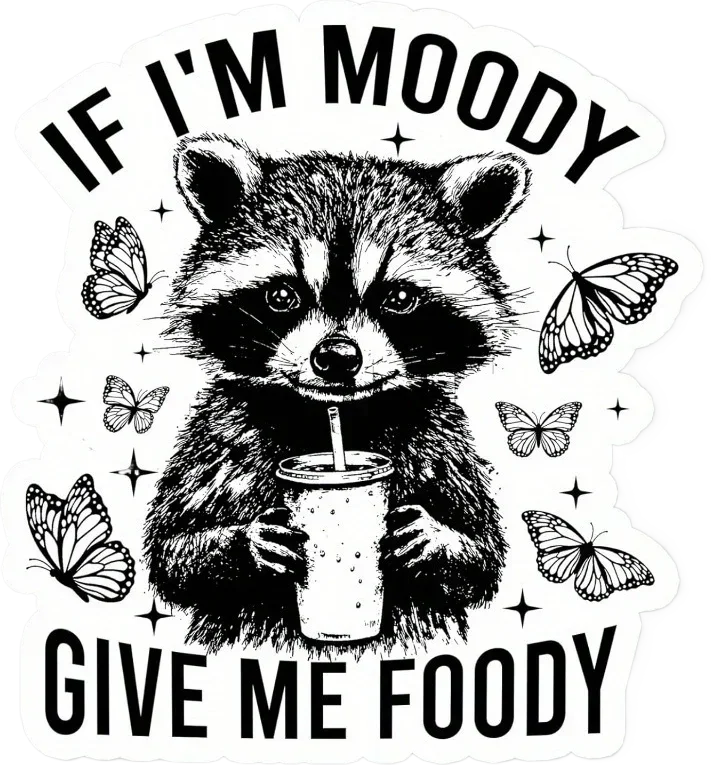 

1 шт. модная наклейка Moody Raccoon — привлекательная водонепроницаемая виниловая наклейка для ноутбуков, телефонов, рюкзаков, бутылок с водой и гаджетов