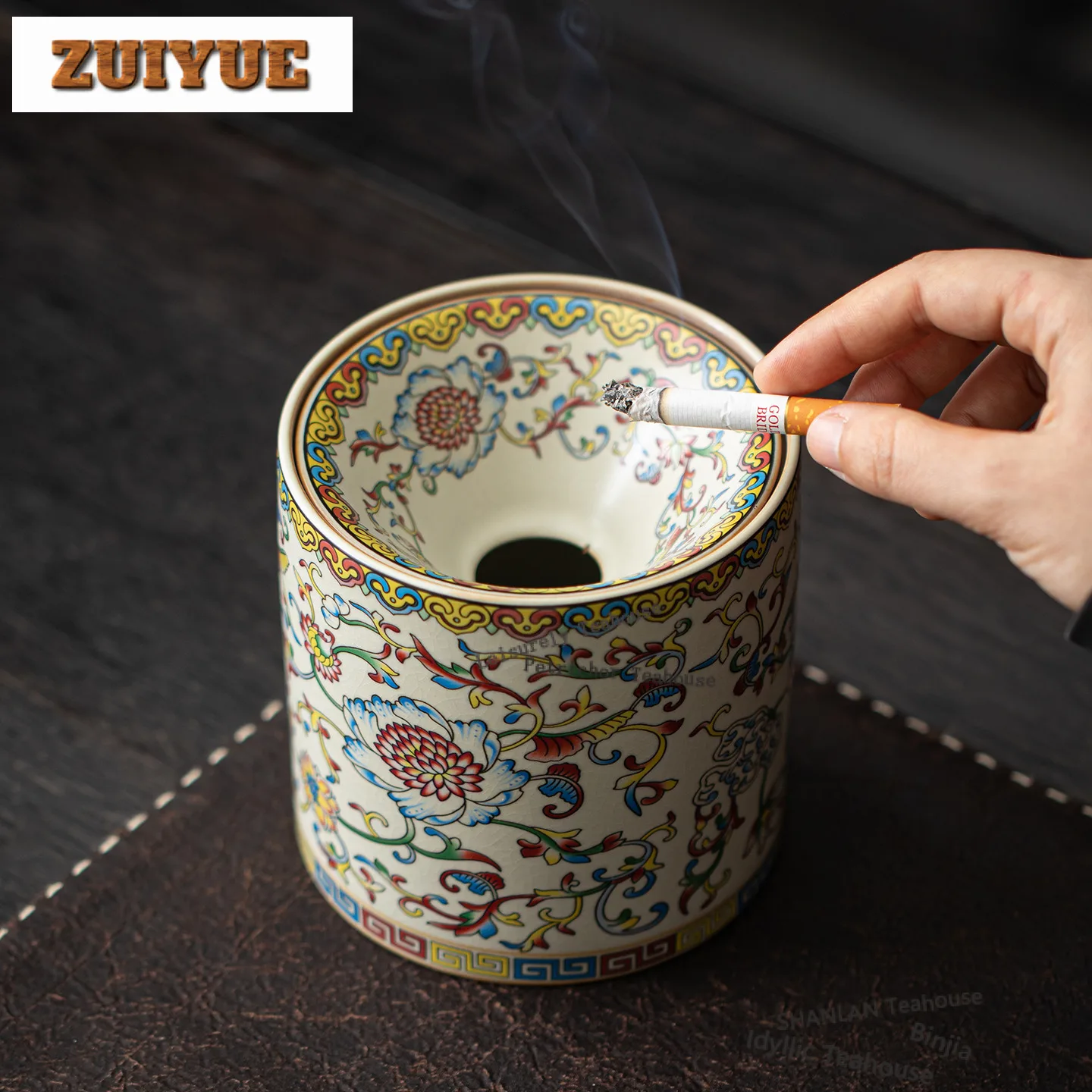 Ru Kiln Funnel Ashtray Aesthetic Tobacco Smoke Odor Removal Smoking Steamers Ash Tray Weed Smoking Chinese Tea Set Ornaments