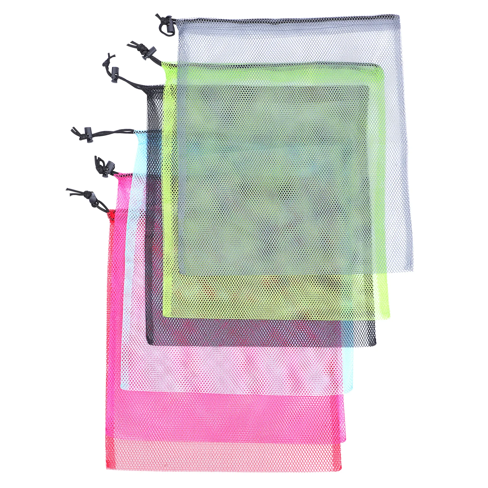 

6pcs Drawstring Mesh Pouches Lightweight Storage Bags For Travel Yoga Camping Portable Mesh Bag With Strings