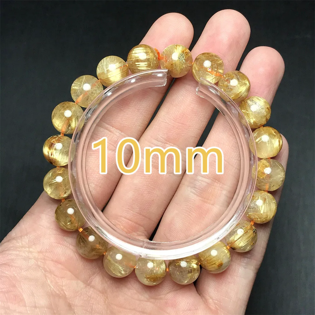 

Natural Gold Rutilated Quartz Bracelet Jewelry For Women Lady Men Healing Wealthy Love Gift Crystal Round Beads Strands AAAAA