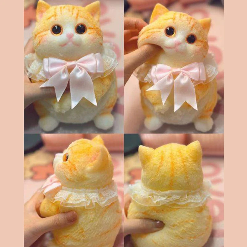 Large Kawaii Chubby Cat Desk Ornament Soft Sticky Squeeze Slow Rebound Stress Relief Plush Decoration Figurine Squishy Statue