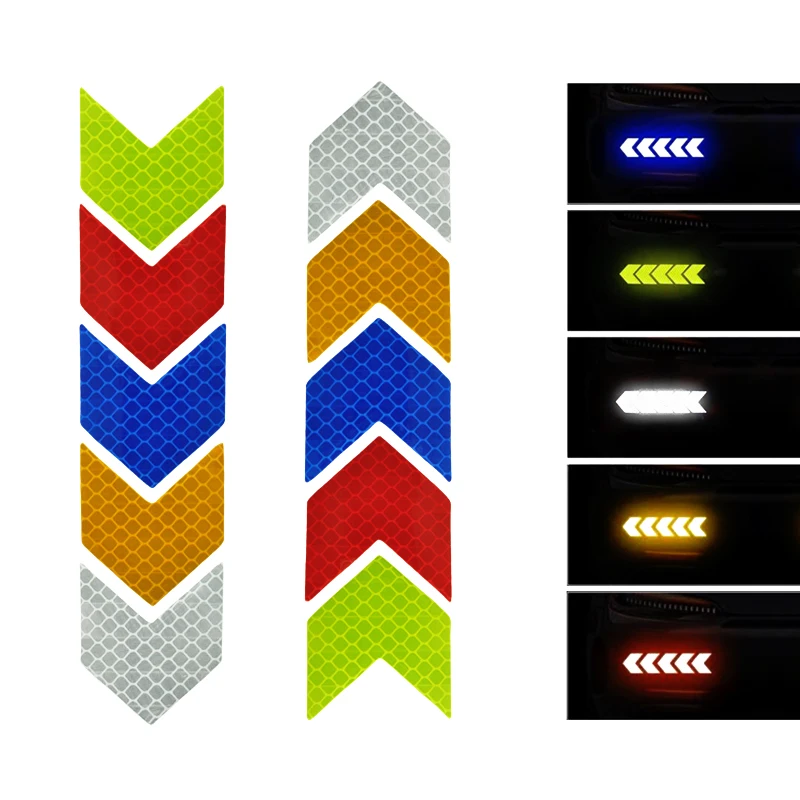 10Pcs  Arrow Reflective Sticker Car Motorcycle Bicycle Decal Safety Cycling Reflective Tape Bike Accessories