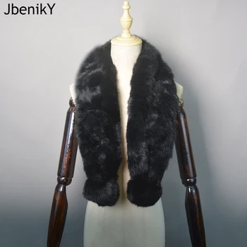2025 新しいロシア女性の本物の毛皮ロングスカーフ冬のレディース暖かい本物のウサギの毛皮のマフラーニットふわふわポンポン天然毛皮のスカーフ