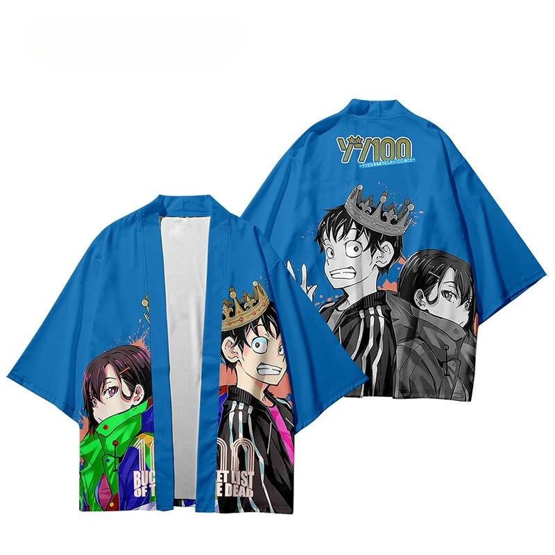 Zom 100 Bucket List of The Dead Akira Tendou Shizuka Mikazuki Cosplay Costume Japanese Kimono Cardigan Shirt Haori Obi Clothes