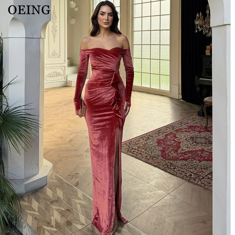 

Элегантное вечернее платье-русалка OEING, вишнево-красное, с открытыми плечами, с высоким разрезом, в пол, на заказ