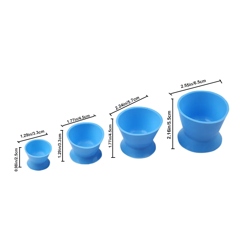 4pcs/Set Dental Lab Silicone Mixing Bowl Cup Dentist Self-Solidifying Cups Professional Dental Medical Tool Rubber Mixing Bowl