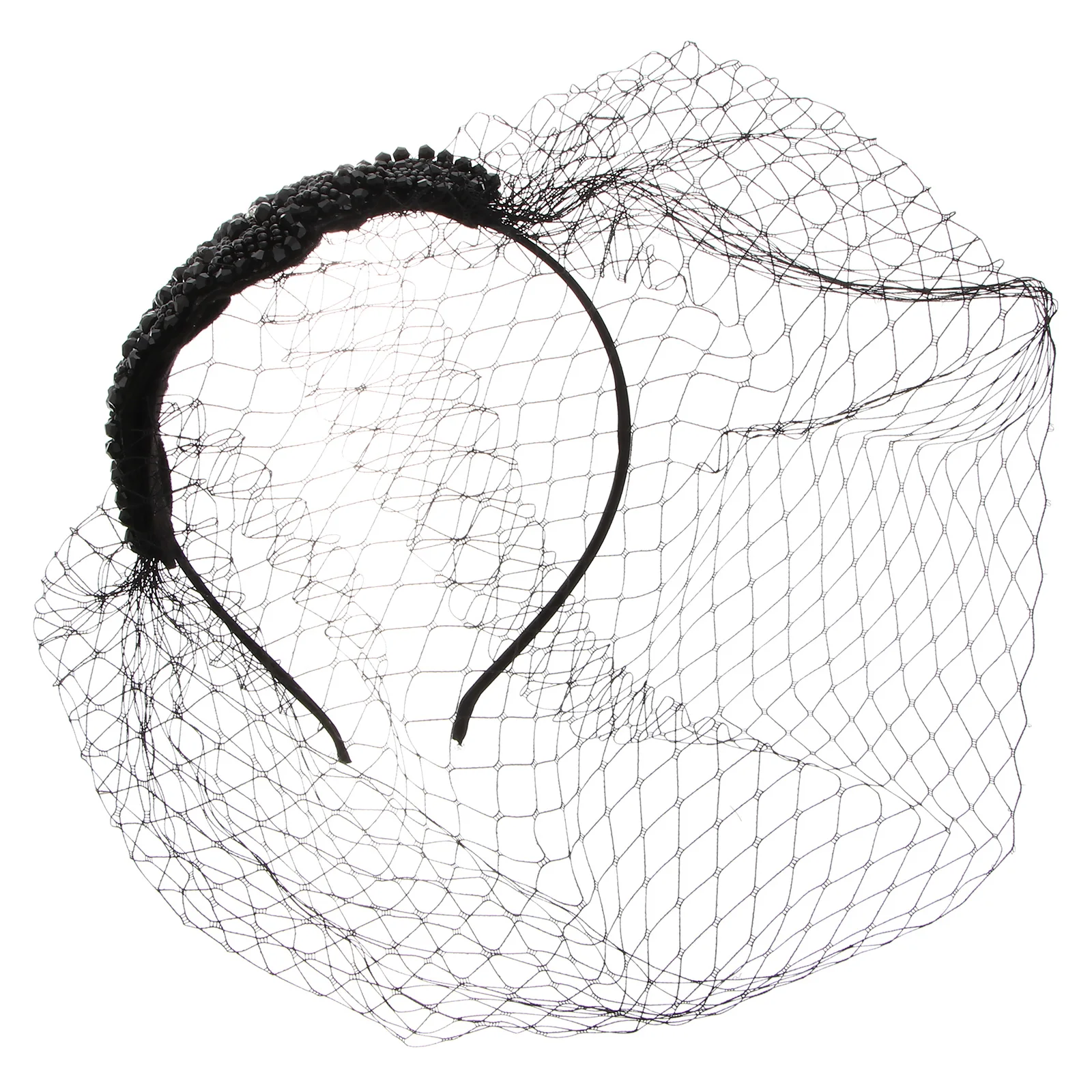 

Retro Veil Accessories Woman Headdress Mesh Lady Headdress Diamond Decor Festival Party Dance Beautiful Adorable Photos