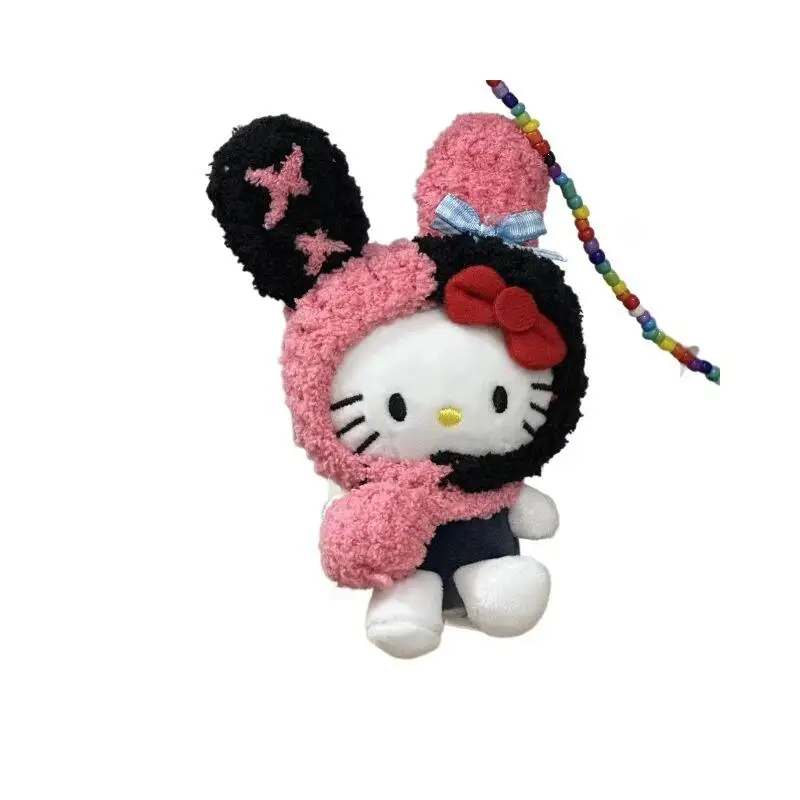 HelloKitty ornement dessin animé Kawaii douce fille suspendus oreille lapin tête couverture Kitty pendentif étudiant sac à dos porte-clés fille cadeau