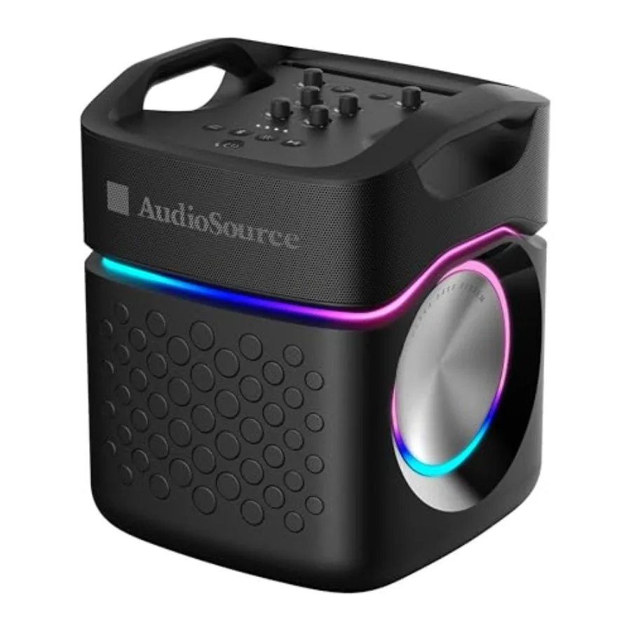 

Party Speaker w/Built-in Subwoofer, Passive Radiators, RGB Light, 160W, Splash Proof, Portable Outdoor Bluetooth Karaoke Speake