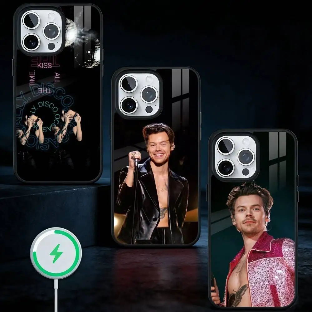 

H-Harry Styles Kiss All the T-Time Phone Case For iPhone17,16,15,14,13 Plus,Pro Max Magnetic For Magsafe Wireless Charging