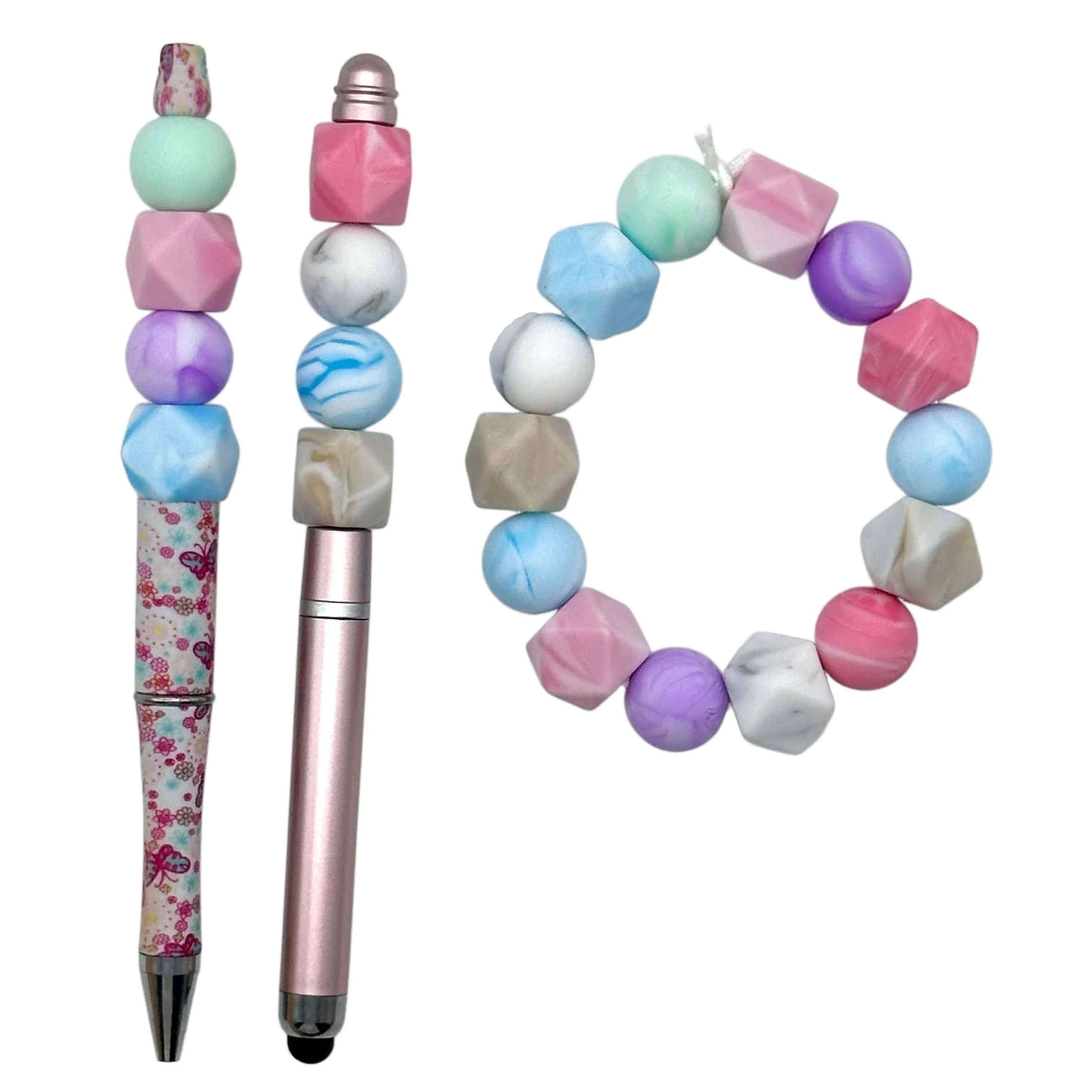 100 قطعة سلسلة لونين سيليكون الخرز مختلط البؤري الخرز سيليكون القلم الخرز DIY بها بنفسك اليدوية قلادة المفاتيح الخرز خرز للمجوهرات