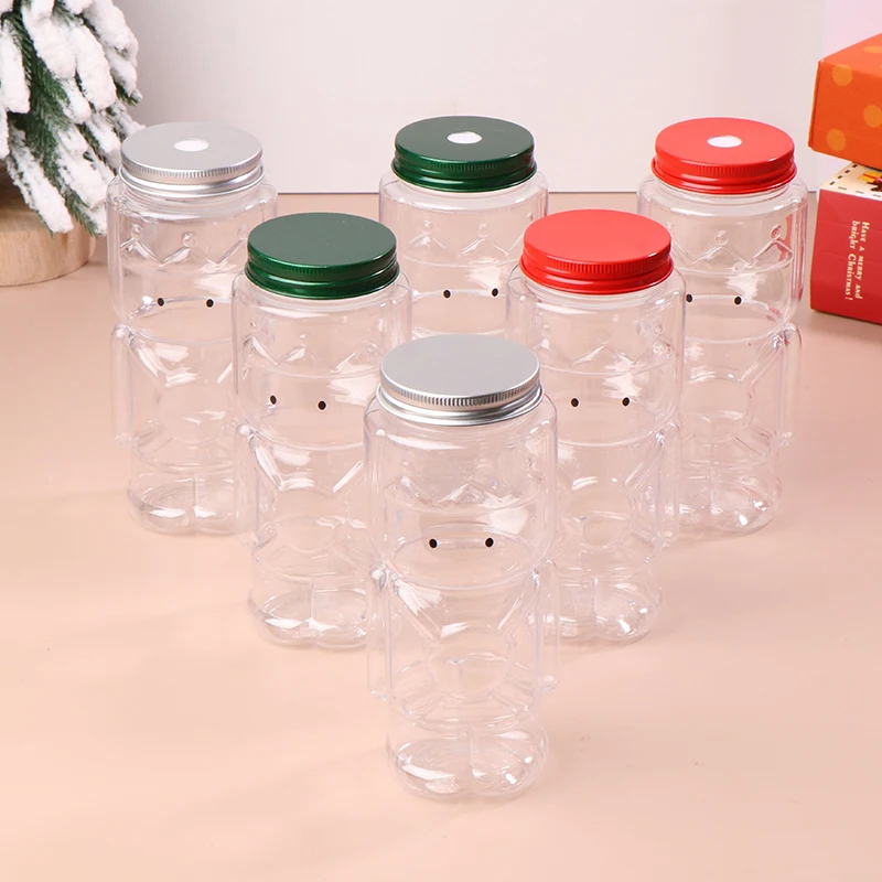 350ML Christmas Soldier Shaped Water Bottle Milk Tea Bottle Coffee Juice Bottle Portable Drinking Cup Milk Tea Shop Home Bottle