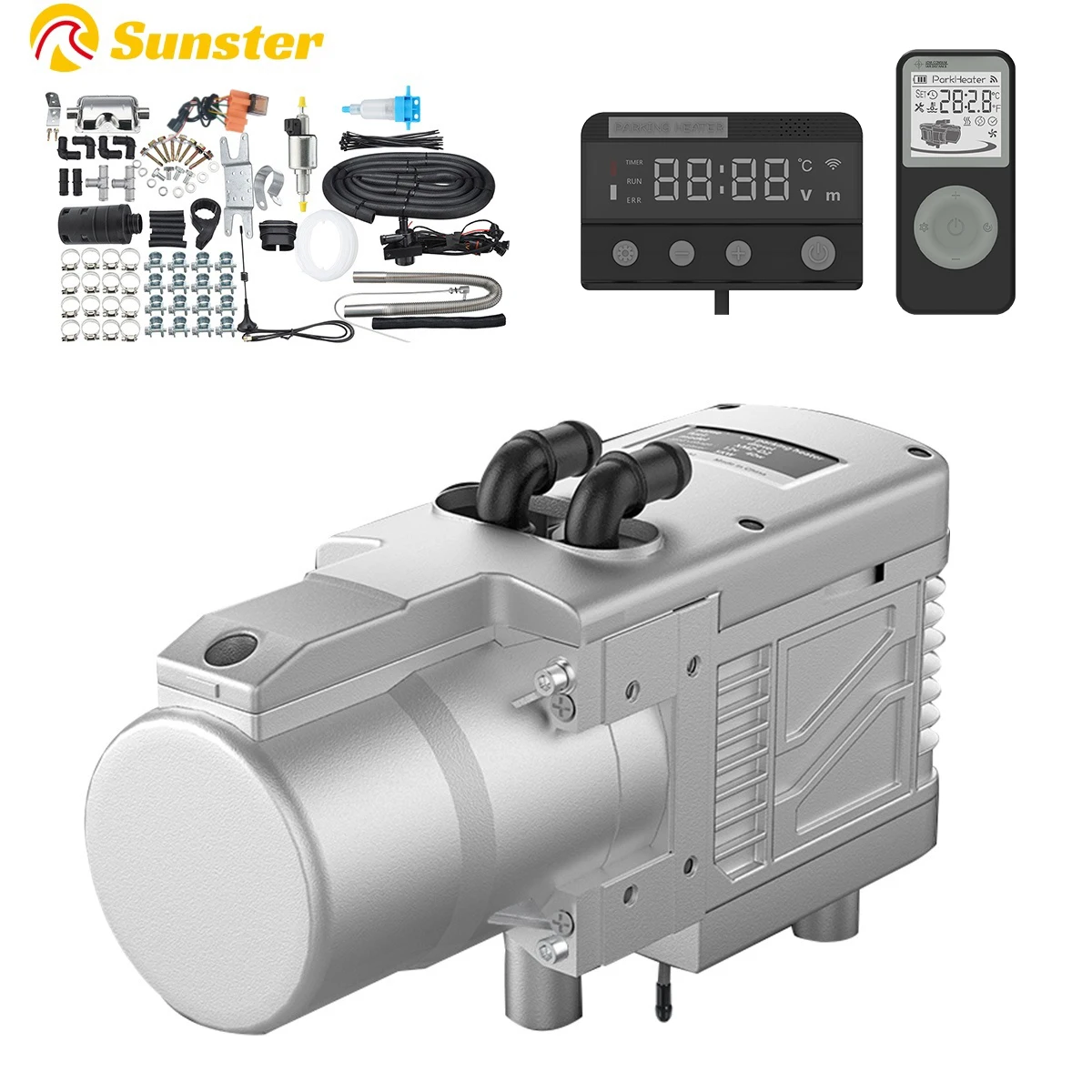 Autó dízel üzemanyagú folyékony fűtőberendezés 12V 5KW vezeték nélküli távirányítóval vízpumpával dízel parkoló autófűtés előmelegítő teherautóhoz, lakókocsihoz