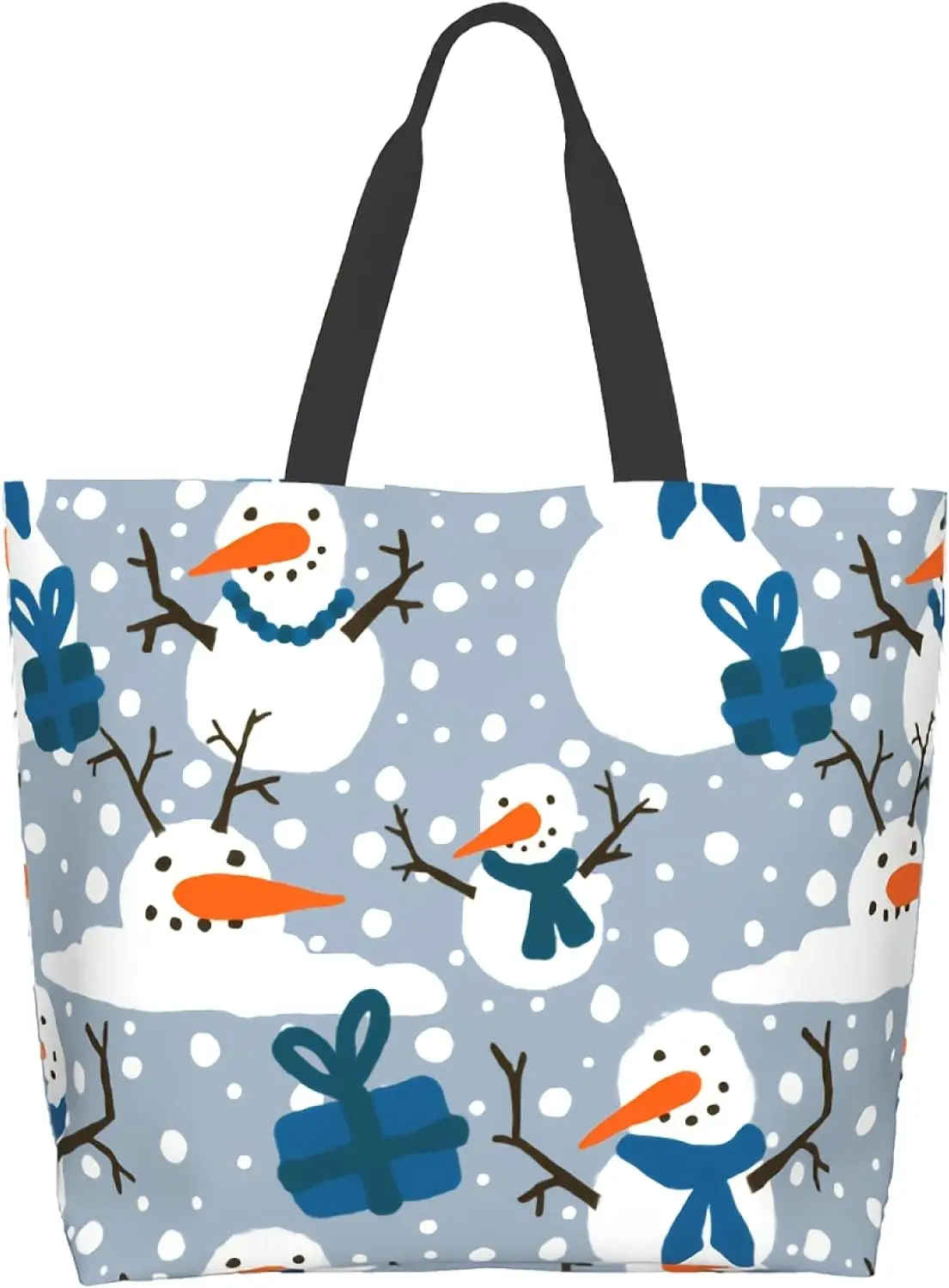 Snowman Cute Cartoon Shoulder Bag Large Reusable Eco-friendly Shopping Bags Portable Storage Handbag Tote Bag One Size