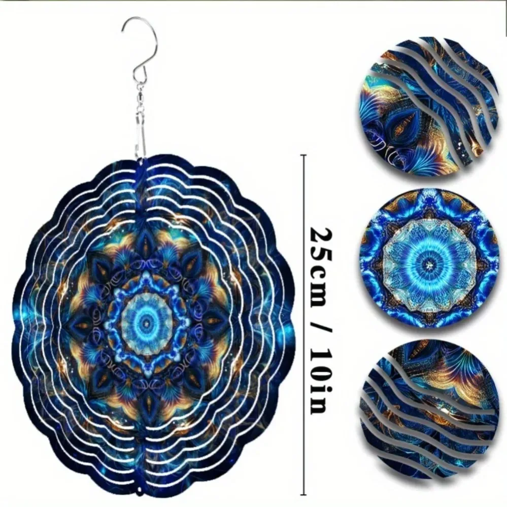 Vibrant Mandala Wind Spinner 360° Rotating Hook • Metal Balcony/Yard • All-Season Decor