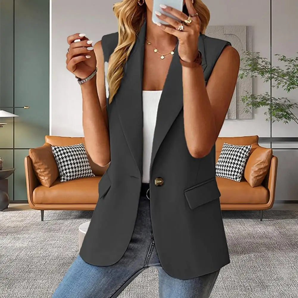 GlaCoat-Gilet en fibre pour femme, grande taille, devant ouvert, décontracté, bureau, dame, solide, blazer, gilets