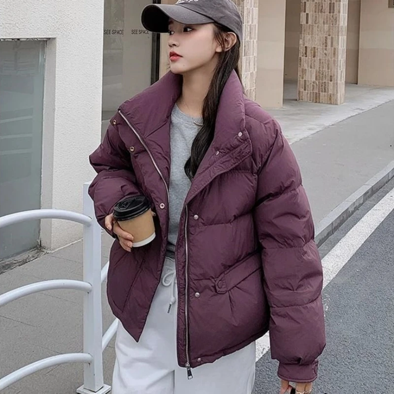 2024 New Korean Women\'s Padded Jacket Winter Cropped Down Cotton Coat Petite Size Oversize Jacket Cotton Puffer Coat For Parkas