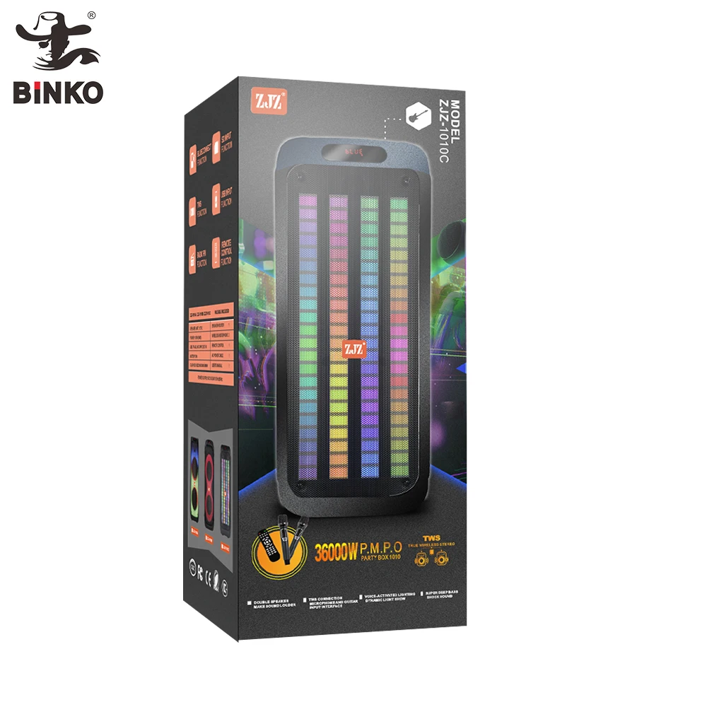 

ZJZ-1010C Светодиодные беспроводные портативные водонепроницаемые колонки с большим синим зубом 10-дюймовая аудиосистема Звуковая машина Открытый музыкальный динамик