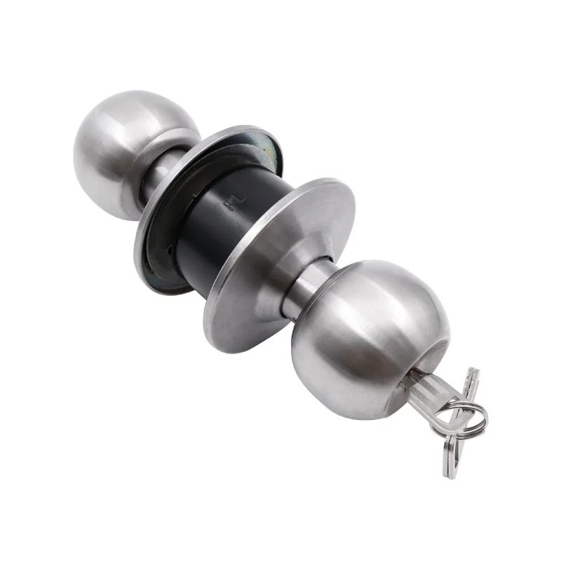 Aluminum Alloy Round Door Knobs Rotation Lock Knobset Handle Metal Door Knob With Key For Bedrooms Living Rooms Bathrooms