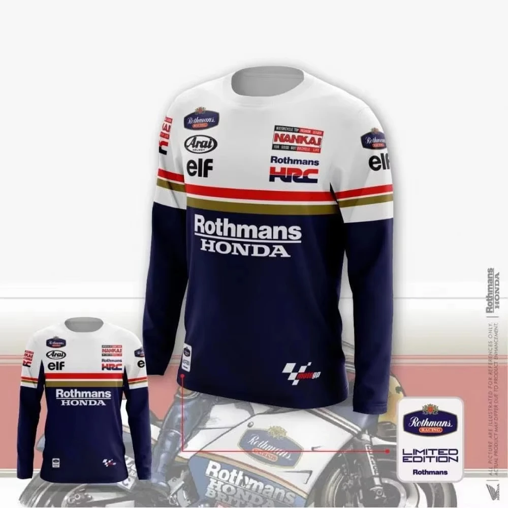 

Motorsport Racing Jersey Men Clothes Honda Legend 1995 Rothmans Edition Breathable Quick Drying Oversized Elastic T Shirt MOTO
