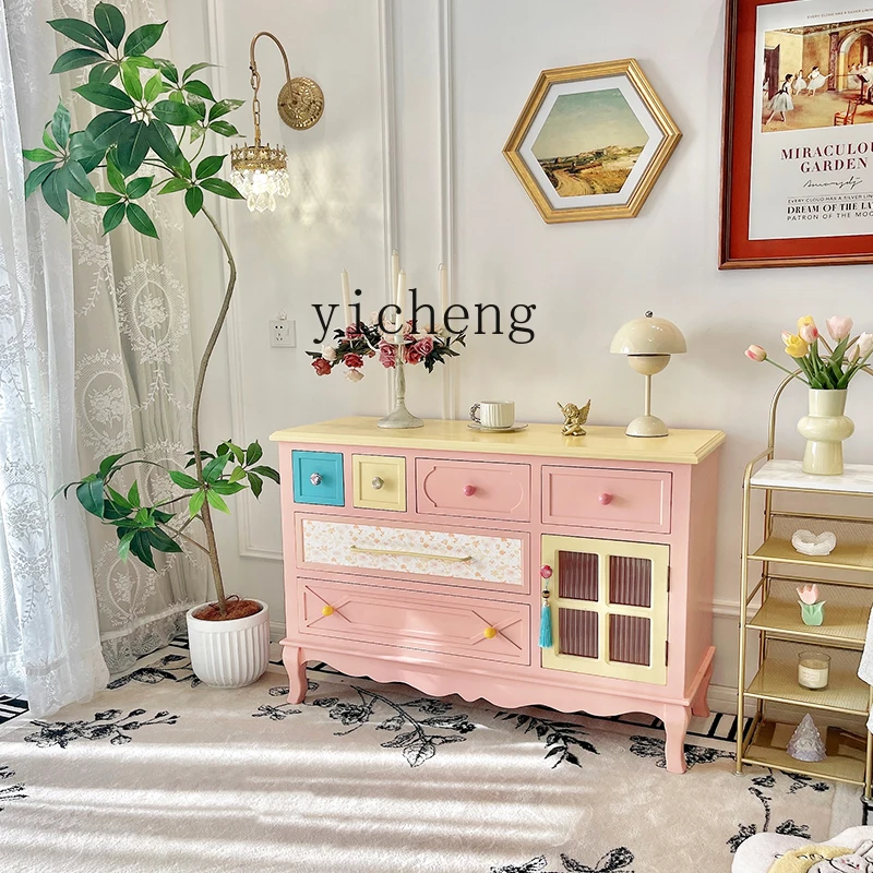 

ZZ chest solid wood painted decoration bedroom storage living room storage entrance cabinet simple