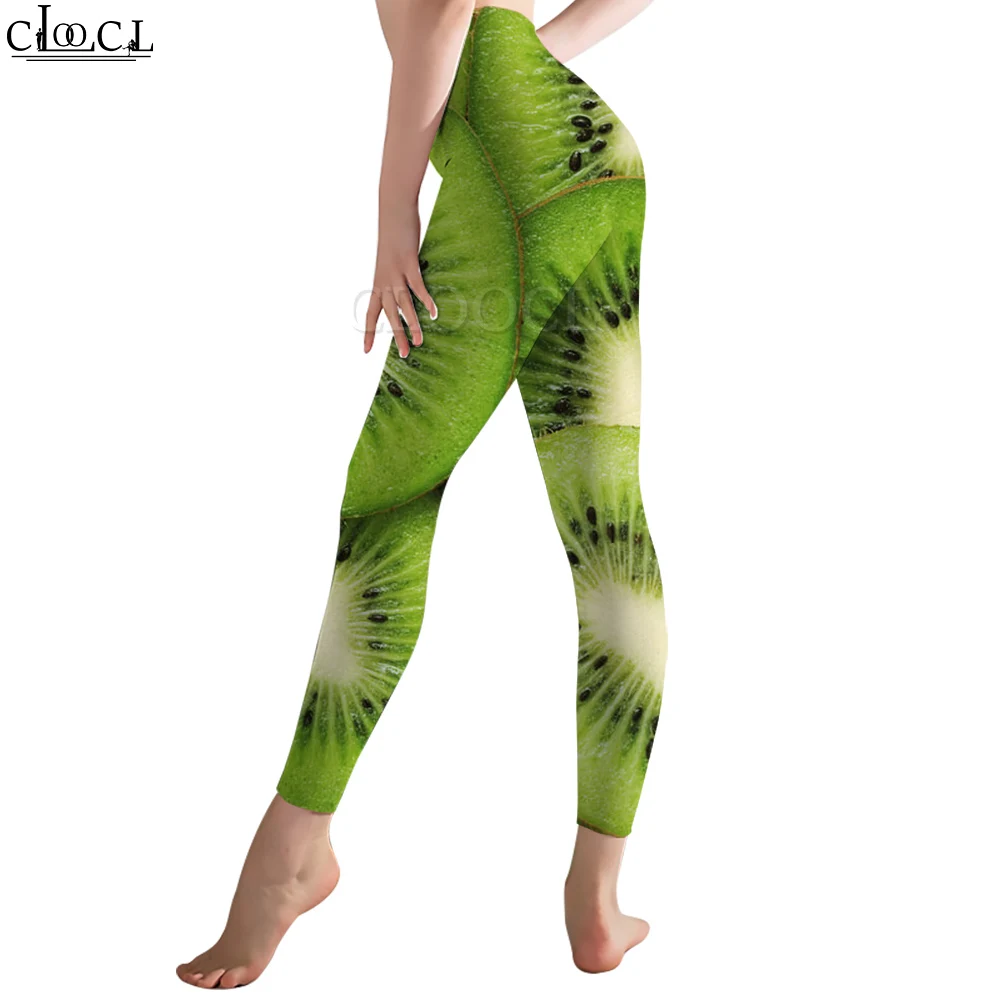 CLOOCL-Leggings informales a la moda para mujer, pantalones con estampado 3D de rodajas de Kiwi deliciosas, mallas sin costuras para entrenamiento de gimnasio