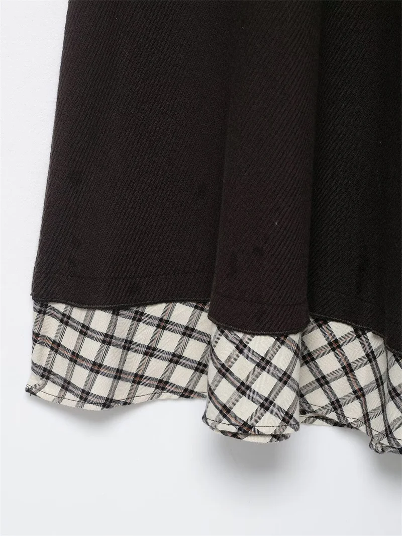 ชุดเดรสสั้นลายตารางหมากรุกสำหรับผู้หญิง แฟชั่นลำลอง คอลเลคชั่นฤดูใบไม้ร่วง สินค้าใหม่มาแรงในหมวดเสื้อผ้าสตรี