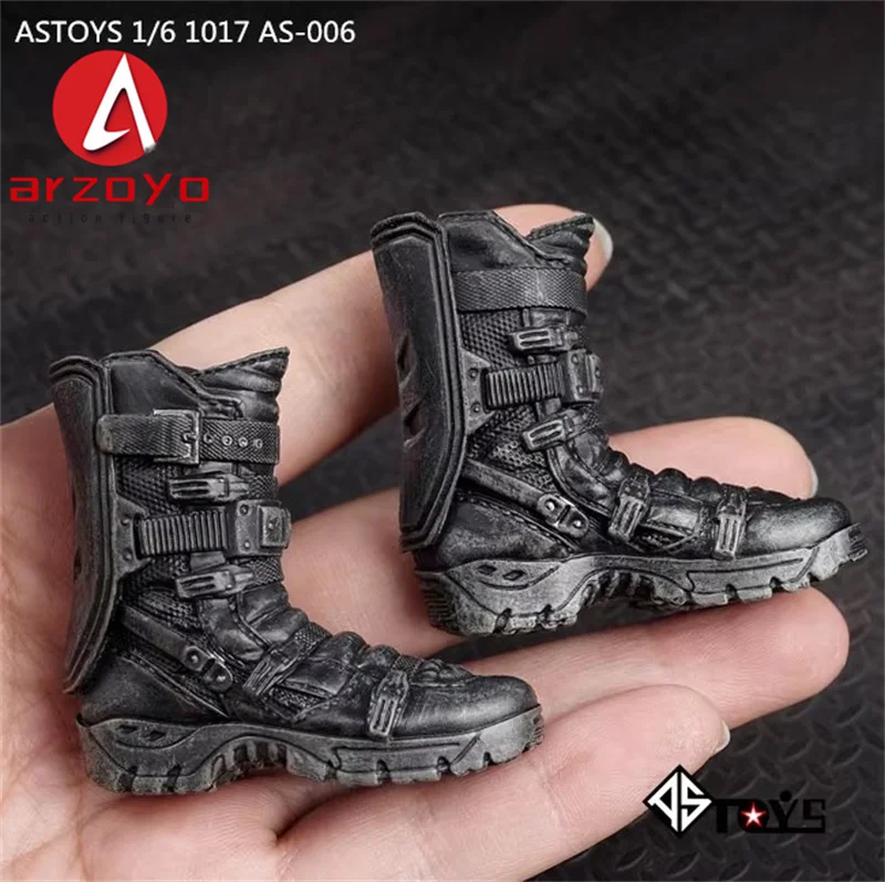 ASTOYS AS006 AS026 1/6 Schaal Zwart Solid Combat Tactische Laarzen Falcons Combat Boots Model voor 12 ''Afneembare Voeten Action Figur