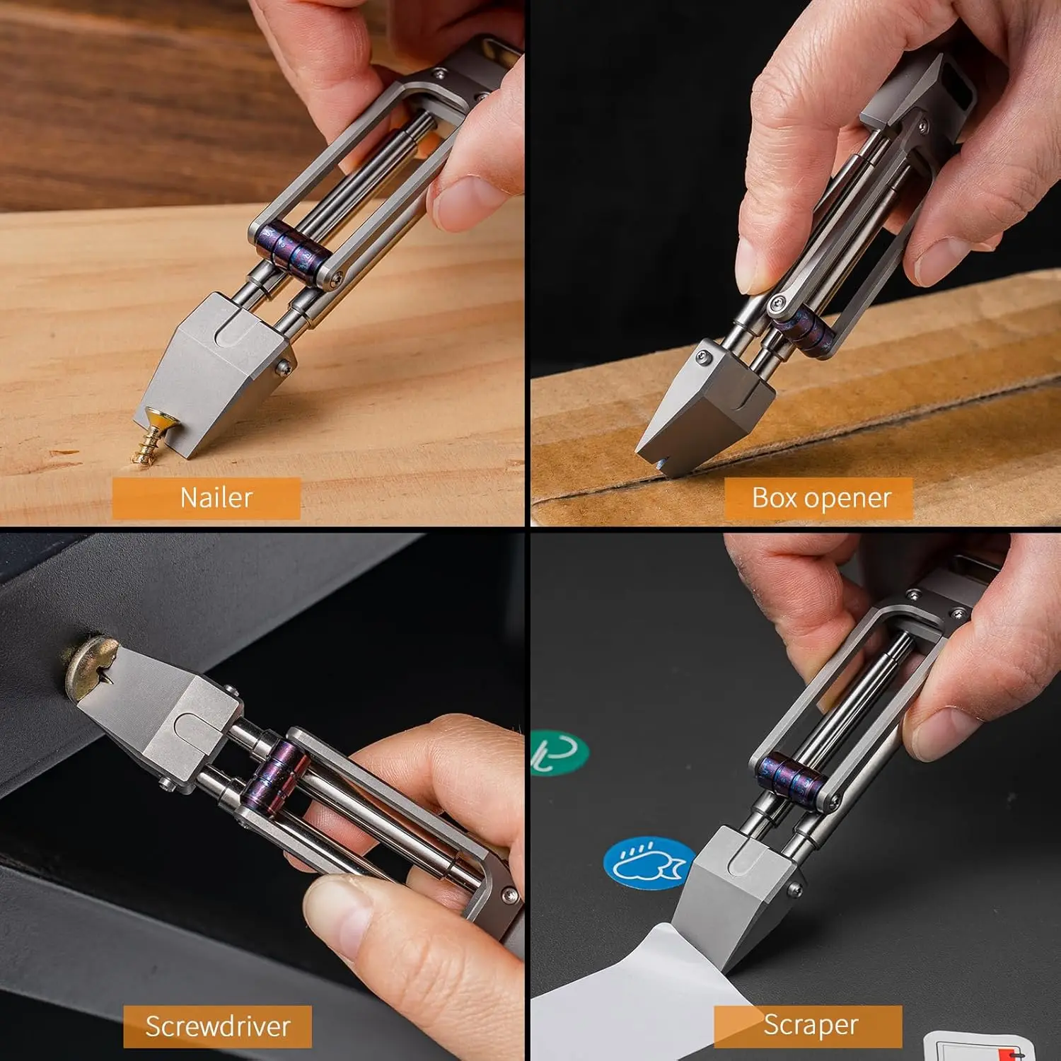 Pocket Small Prybar, EDC Multitool with Decompression Pulley, Flat Pry Bar Mini Crowbar,Outdoor Mens Keychain Gadgets (Black)