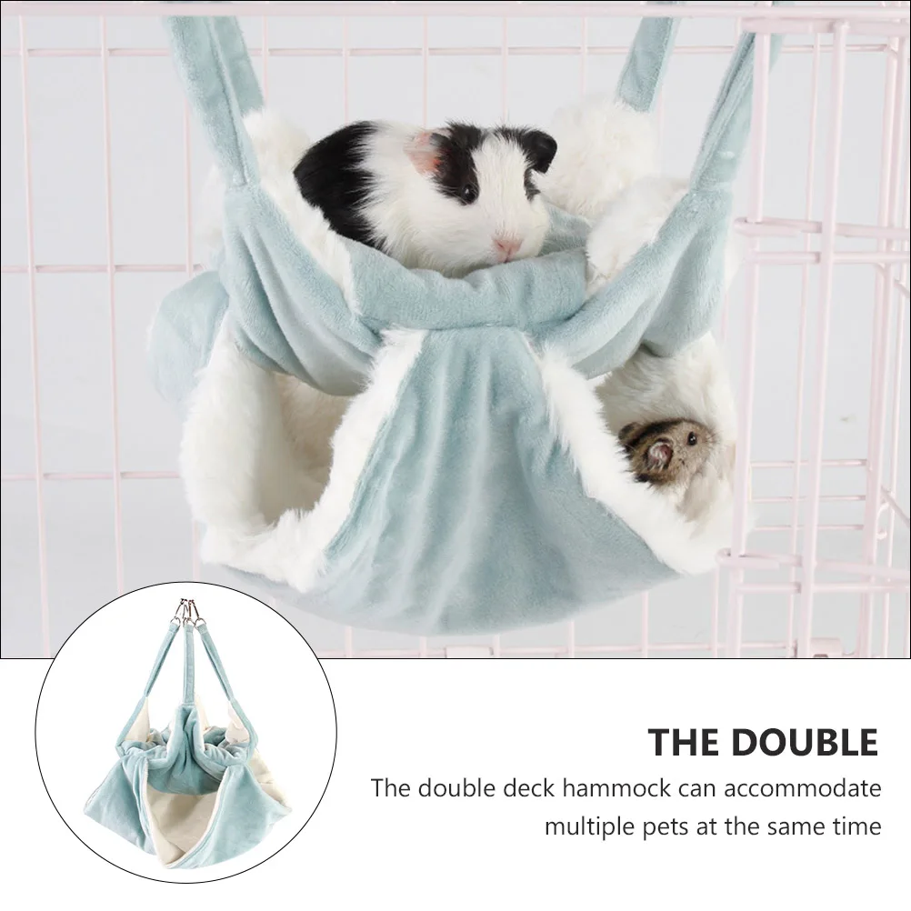 

Small Pet Nest Skyblue Hammock Double Layers Warm Flannel Bed Hamster Rat Climbing Soft Comfortable Safe Play Sleep Winter Fall