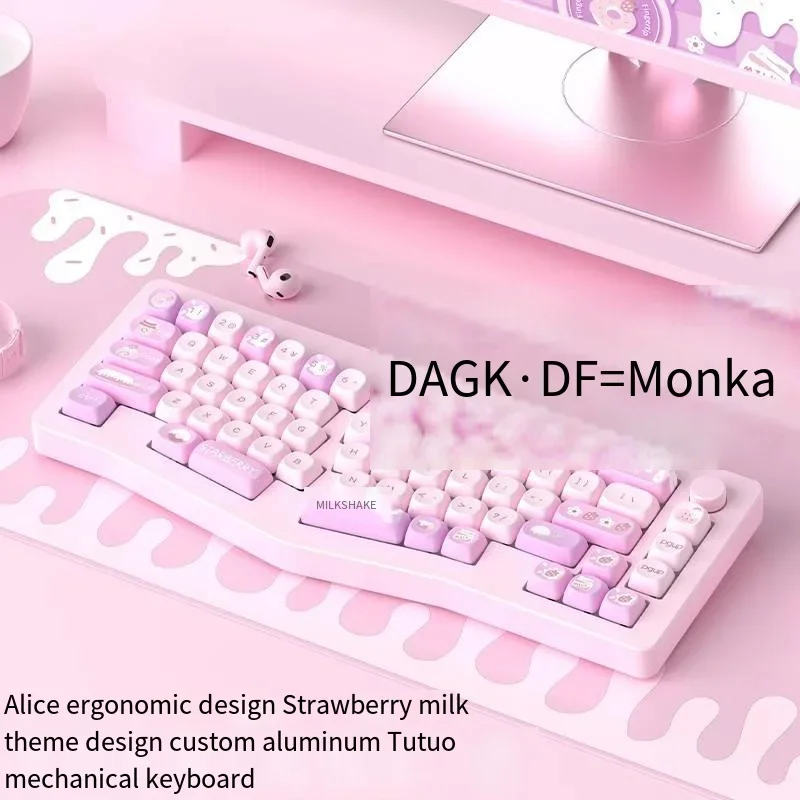 Imagem -05 - Monka Alice-kit de Teclado Gaming Mecânico Alumínio Ergonômico Bluetooth 68 Chaves Office Hotswap Modos 4000mah