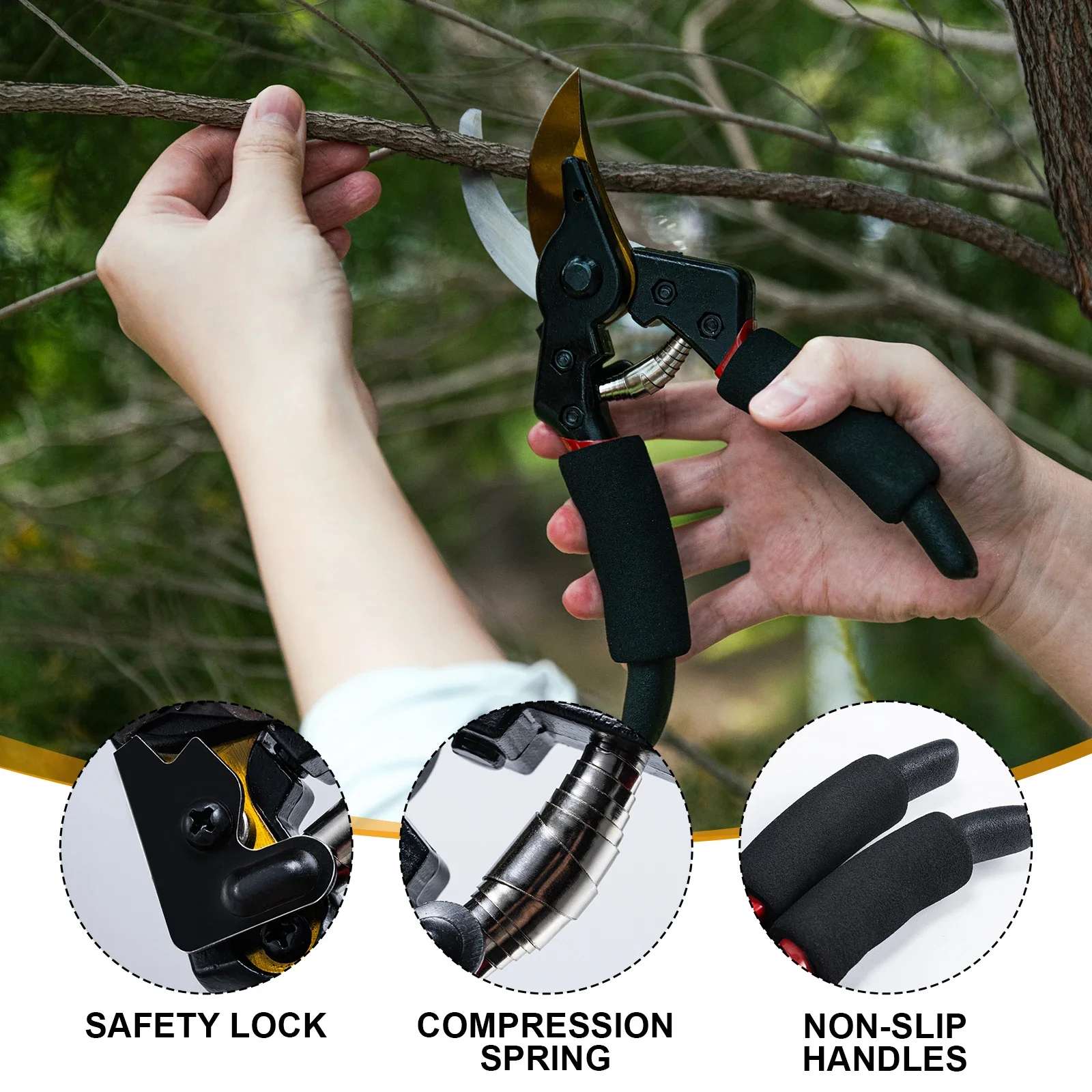 2pcs Professional Gardening Pruning Shears with Quality High Carbon SK85 Blade Multifunctional Plant Pruning Scissors Trimmer