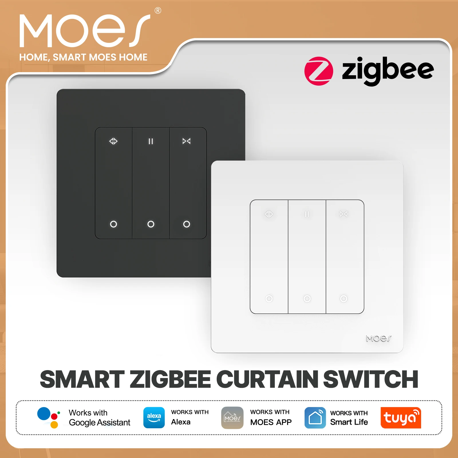 

MOES ZigBee Star Ring переключатель штор для рольставней электрические жалюзи мотор Smart Life Alexa Google Home Control