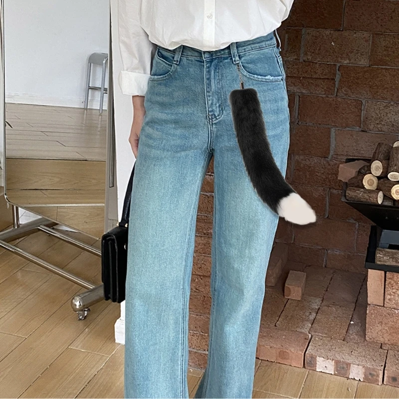 Dainty Keychain with Foxes Tail Pendant Bag Ornament Hairband for Fashionists NEW