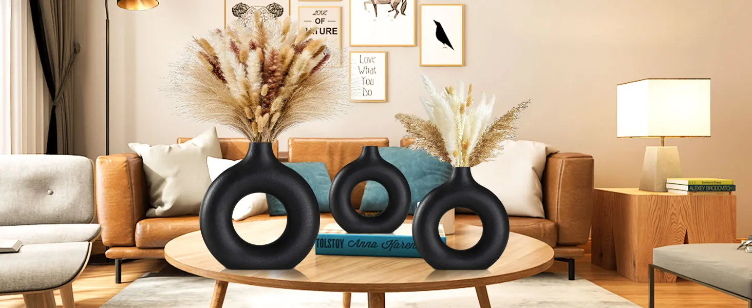 Black ceramic vase