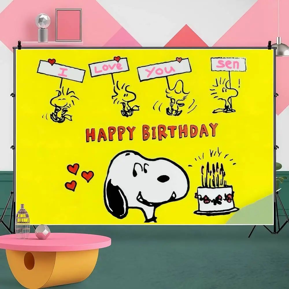 Photography Backgrounds for Kids Birthday Party Children Portrait Photo Backdrops Art Cartoon S-Snoopys view 3