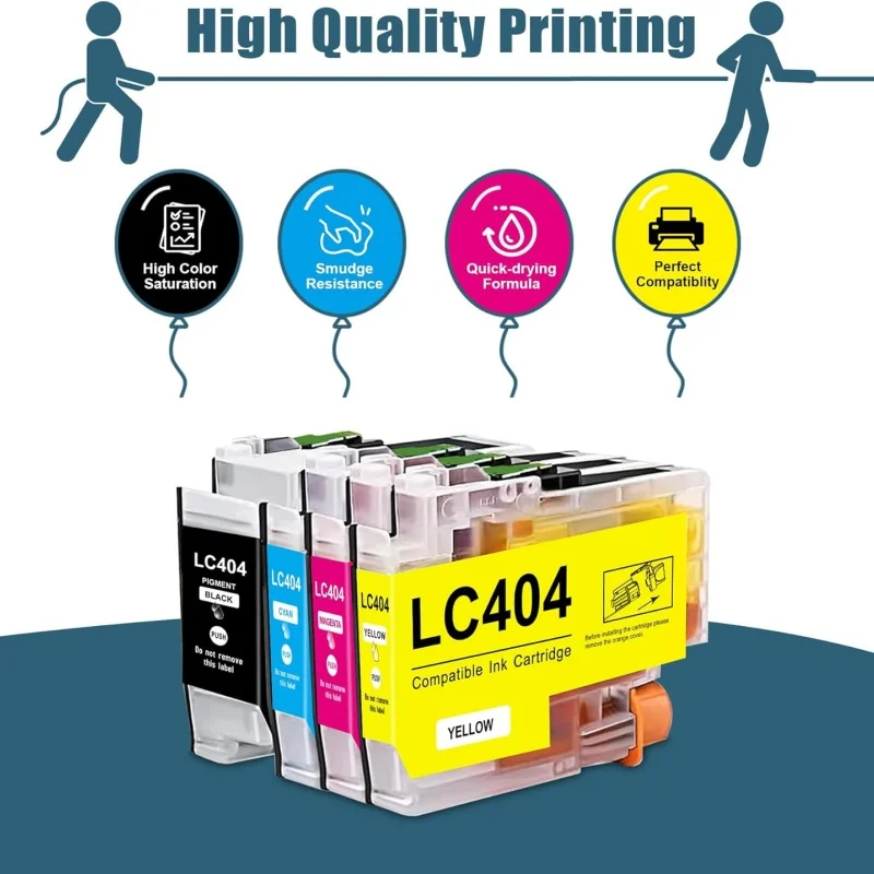 Compatible LC404 Ink Cartridge BK/C/M/Y Replacement for Brother LC404 Ink Cartridges Combo Pack for Brother MFC-J1205W MFC-J1215
