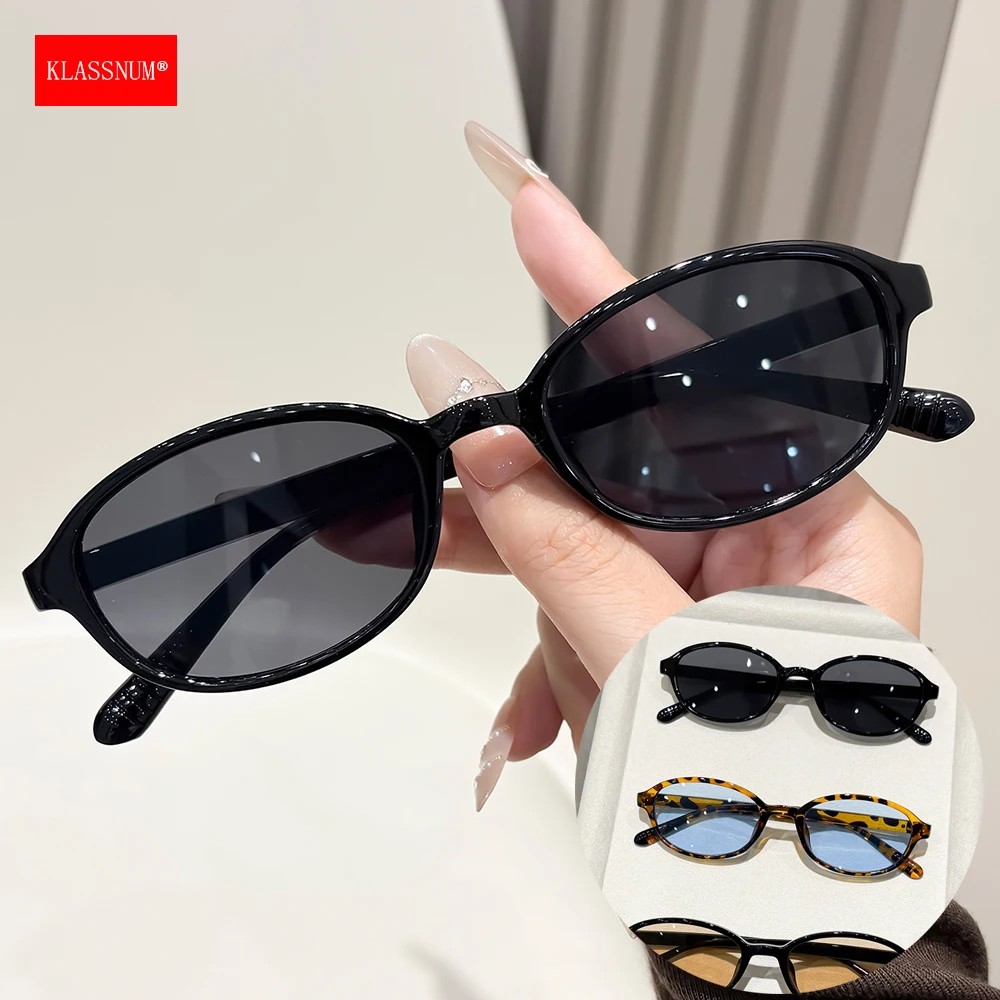 KLASSNUM Vintage Oval Small Sunglasses Men Women 2026 2027 Trendy Eyewear Sun Glasses Anti UV400 Eyepiece Luxury Brand Designer