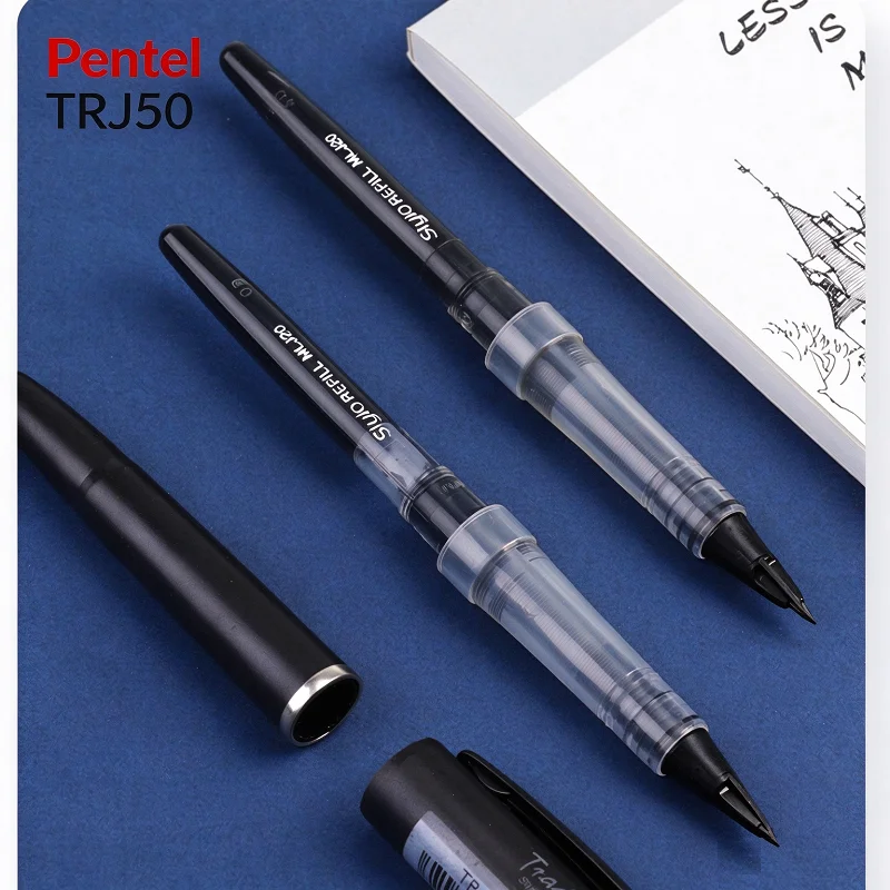 Pentel TRJ50 Straight Liquid Signature Pen,Duckbill Fiber Tip,Controllable Line Thickness,Refillable Drawing Sketch Stationery