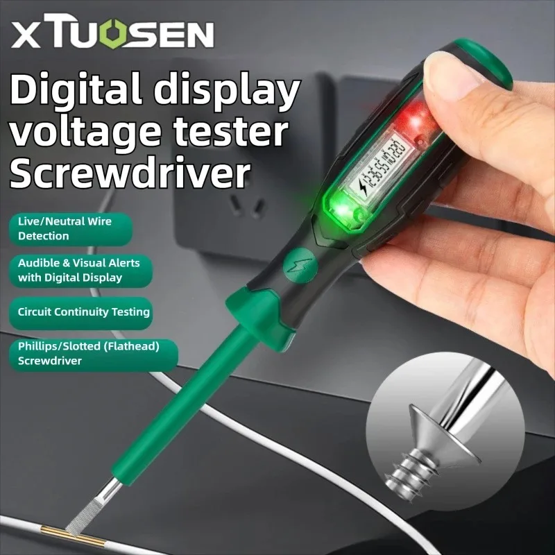 

Electrician Voltage Tester Pen, Multifunction Screwdriver Test Pencil with LED Light, AC Current Detector for Outlet Wiring