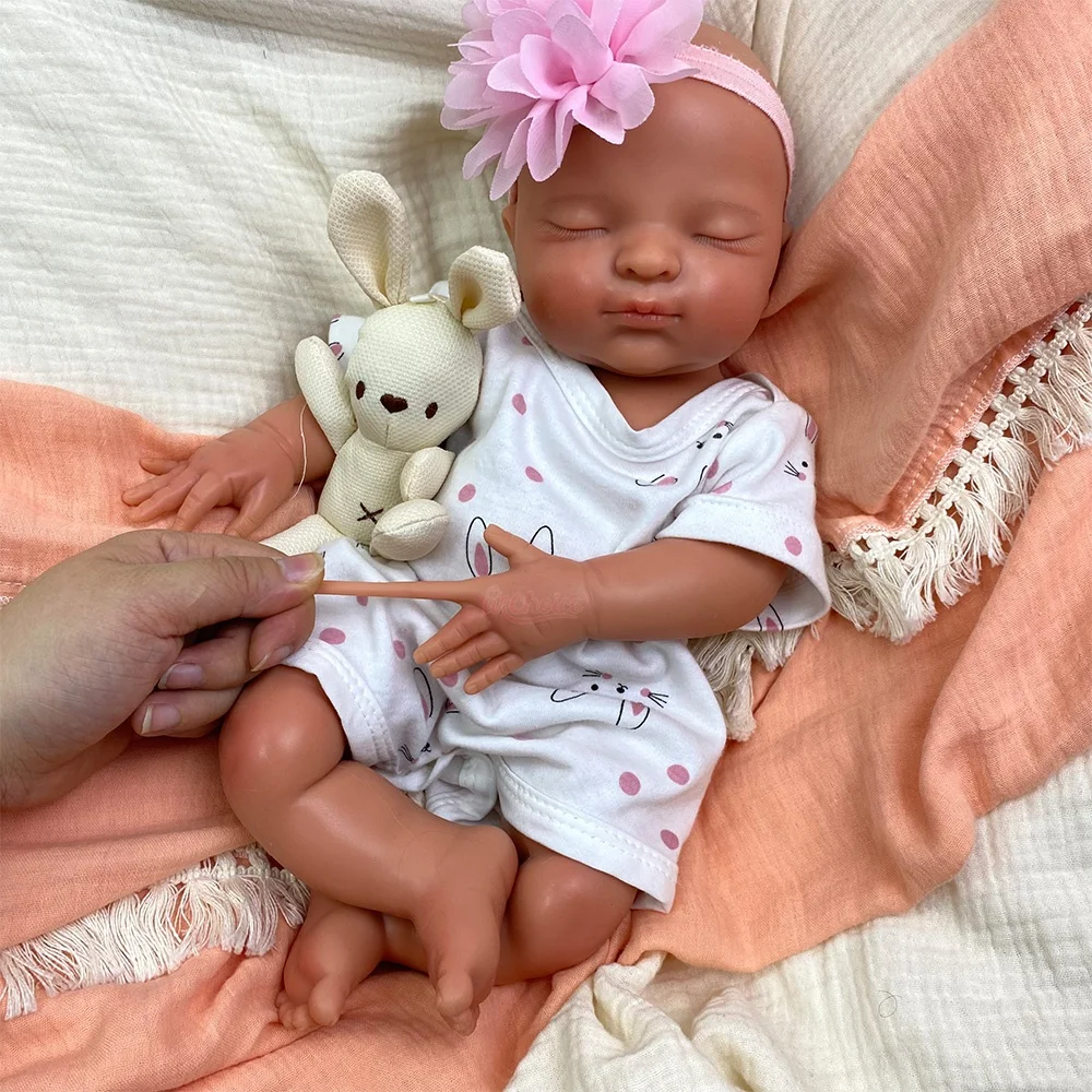 High Simulation 40cm Can Open Mouth Girl Silicone Reborn Doll Exquisite Texture Details Cuddle Doll Soft Touch Feeling for Gift