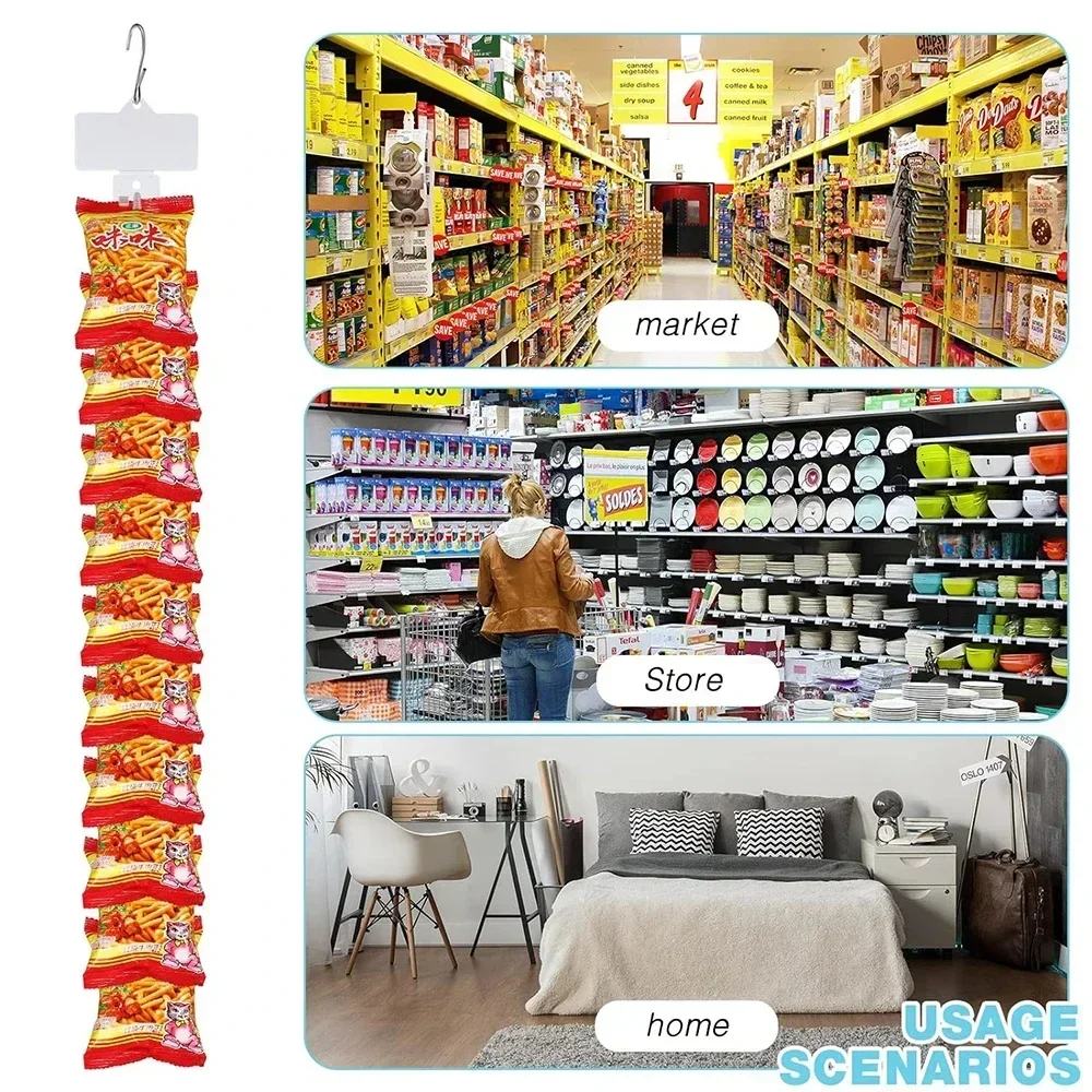 10/1Pcs Plastic Snack Hanging Strips Store Snacks Display Hanger with Hooks Supermarket Rack Merchandising Storage Clip Strip