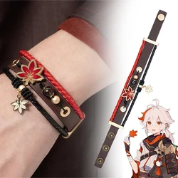 Anime Genshin Impact Kaedehara Kazuha Cosplay Bracelet Maple Leaves Pendant Chain Unisex Bangle Jewelry Accessories Gift