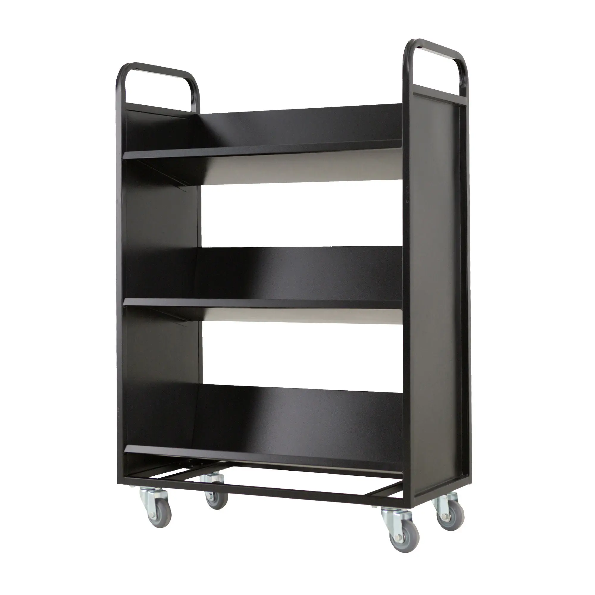 Library, steel book cart, material cart, archive, three-step book ladder, moving three-story V-shaped climbing ladder with wheel