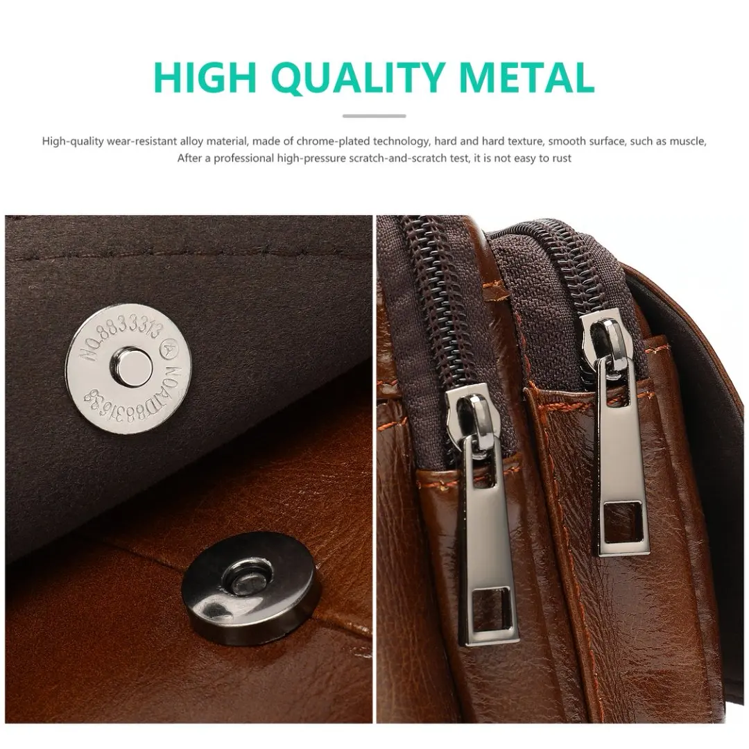 حقيبة خصر للرجال من الجلد الطبيعي، حقيبة كروس بكتف واحد للاستخدام الخارجي، حقيبة صدر للرجال، حقيبة صغيرة من الجلد الطبيعي للرجال #4