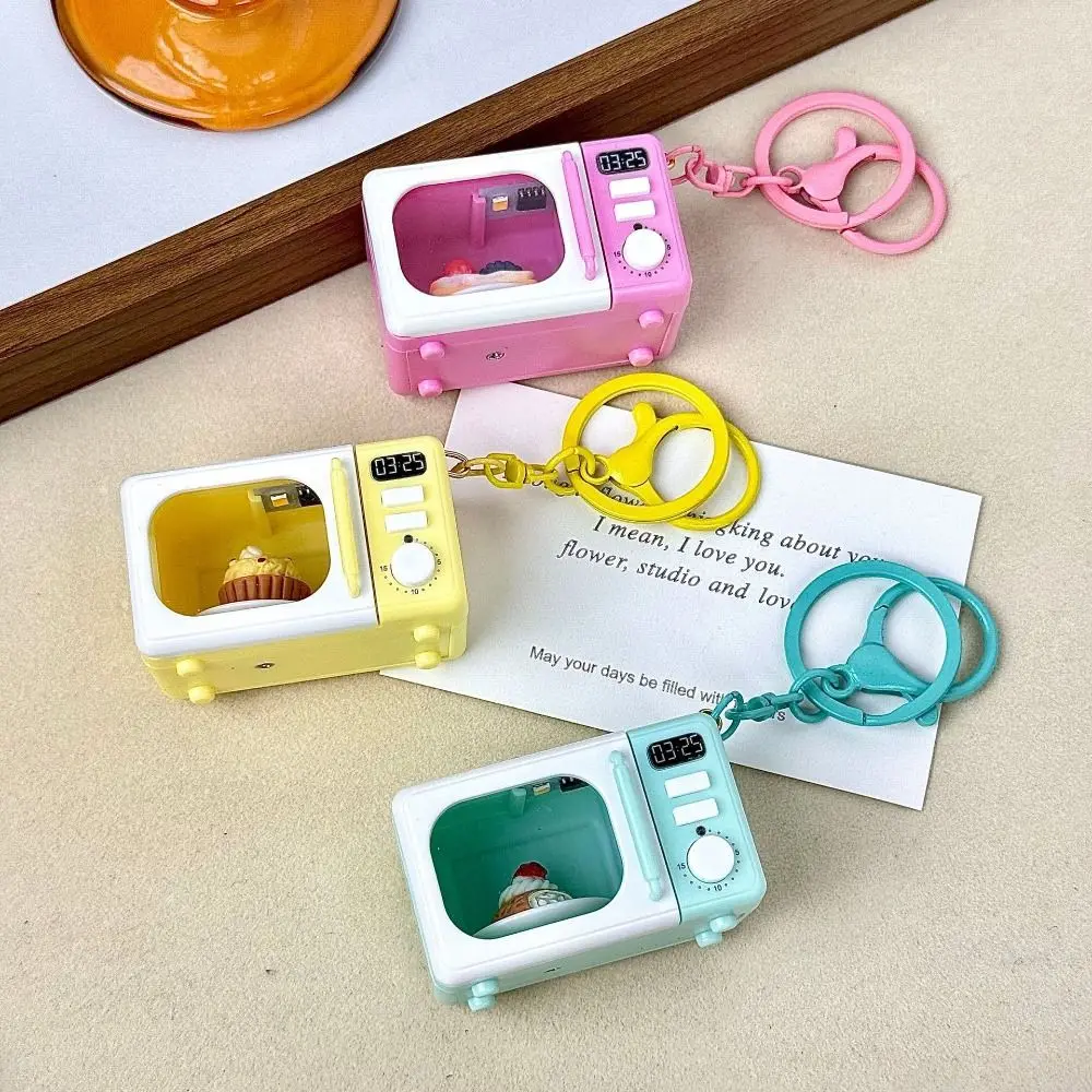 Creative Simulation Microwave Key chain Wallet Pendant Bag Charm Light-Up Kitchen Open The Door Glowing LED Appliance Key ring - view 3