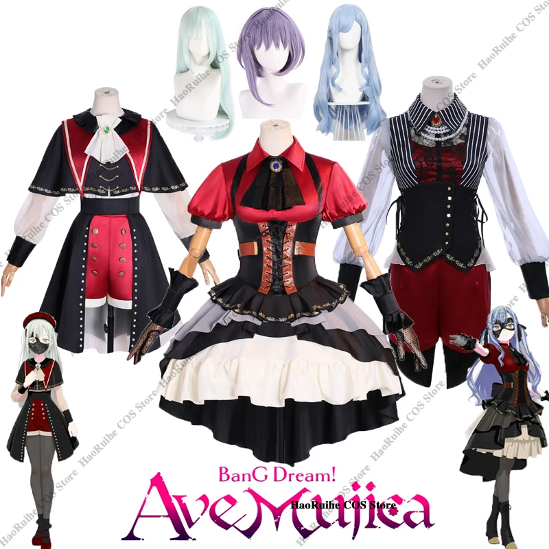 Fantasia de Cosplay Wakaba Mutsumi Togawa Sakiko do Anime BanG Dream Ave Mujica Oblivionis Mortis, Vestido para Role Play e Perucas