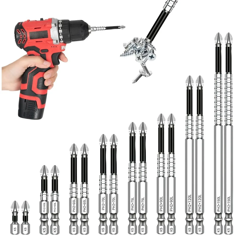 Anti-slip Impact-resistant Threaded Drill Bit Set Screwdriver Hardness Drill Bit Screw Driver Hand Tools 25/50/65/70/90/150mm